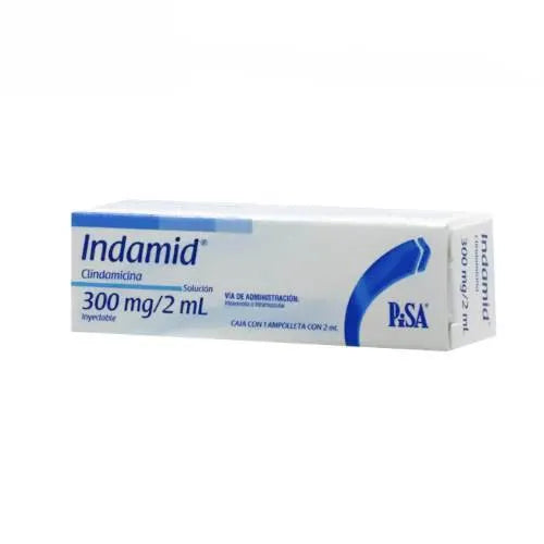 Indamid 300 mg/ 2 mL, Clindamicina, Caj. c/1 Fco. Ámp.