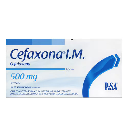 Cefaxona IM 500 MG, Ceftriaxona, Caj. c/1 Fco. Ámp.