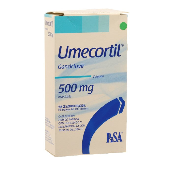 Umecortil 500 Mg, Ganciclovir, Caj. C/1 Amp. Liof Y Dil.