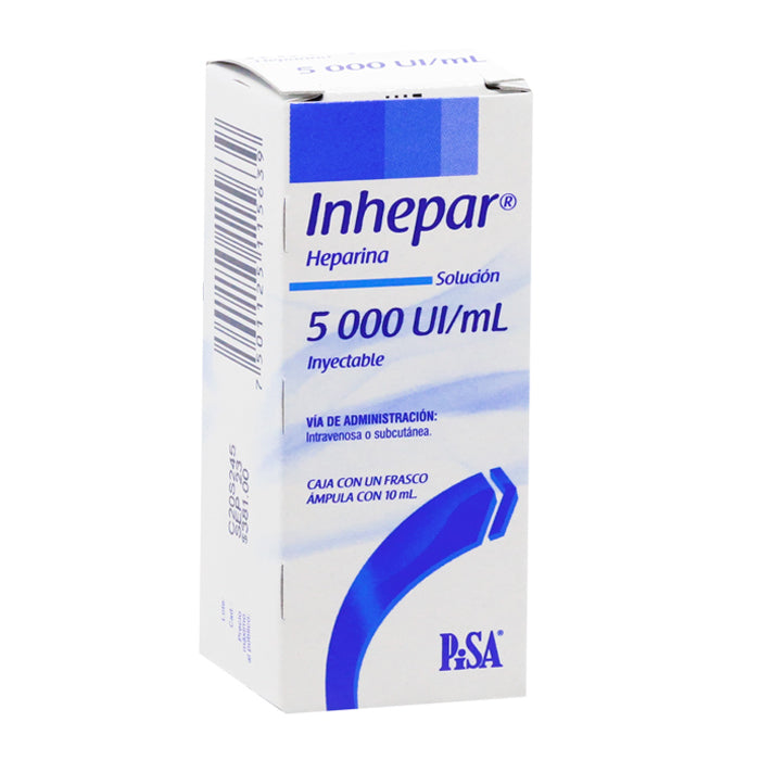 Inhepar 5000UI, Heparina, Caj. c/1 Fco. Ámp. 5 mL