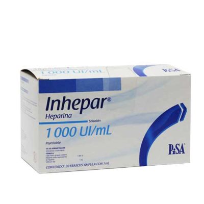 Inhepar 1,000 U.I. Heparina, Caj. C/20 Fco. Ámp. C/1 mL