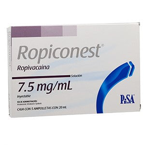 Ropiconest 7.5 Mg / Ml, Ropivacaína, c/5 Ámp. Plástico c/20 mL