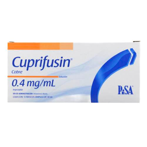 Cuprifusin 0.4 mg, SI, Cobre, Caj. c/5 Fco. Ámp, c/10 mL