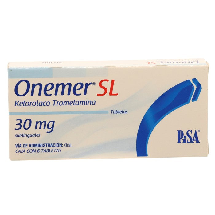 Onemer S.L. 30mg, Ketorolaco-Trometamina S.L., Caj. C/6 Tab. S.L