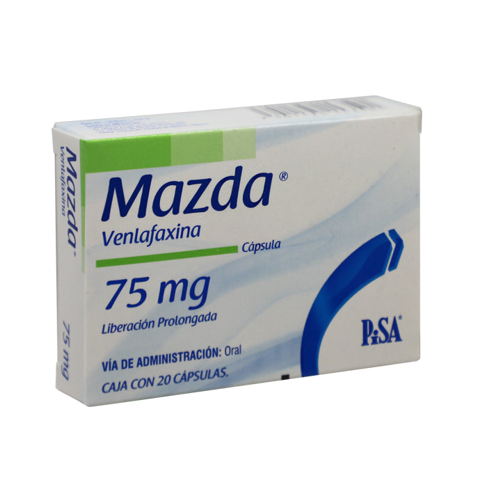 Mazda 75 mg, Venlafaxina, Caj. c/20 Cáps. Lp