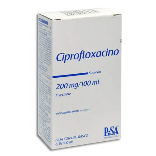 Ciprofloxacino 200 mg/ 100 mL, Caj. c/1 Fco. Ámp.