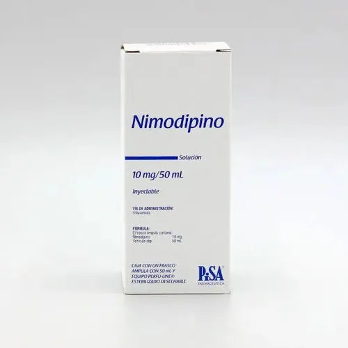 Nimodipino 10 mg/ 50 mL, Caj. c/1 Ámp. S.I.