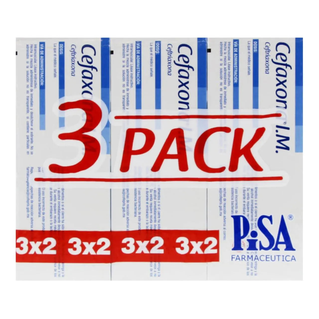 Cefaxona 3 pack IM 1 G, Ceftriaxona, Caj. c/1 Fco. Ámp.