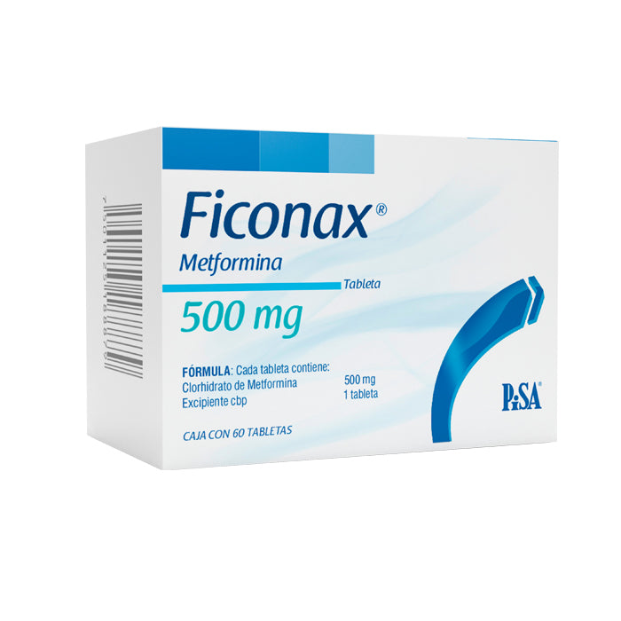 Ficonax 500 mg, Metformina, Caj. C/60 Tab