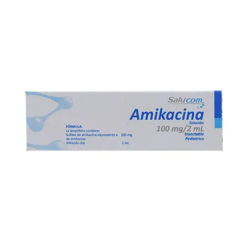 Amikacina 100 mg, Caj. c/1 Ámp. Plástico S.I.