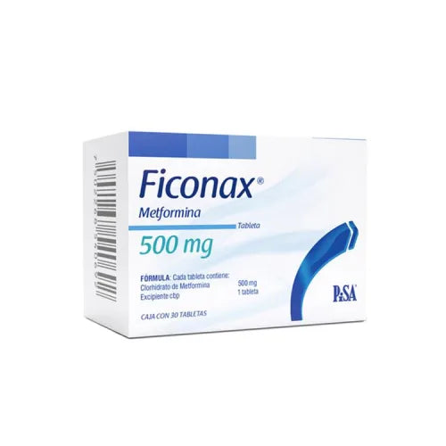 Ficonax 500 mg, Metformina, Caj. C/30 Tab.