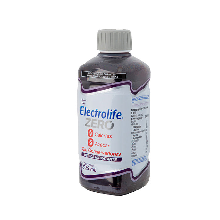 Electrolife Zero Bebida sabor UVA sin azúcar y sin calorías, Fco. c/625 mL