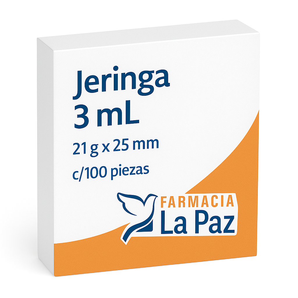 Jeringa 3 mL 21 g x 25 mm, c/100 piezas