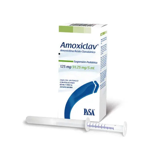 Amoxiclav Pediátrico 125 mg Susp. Oral, Amoxicilina, Ácido Clavulánico, Caj. C/60 mL
