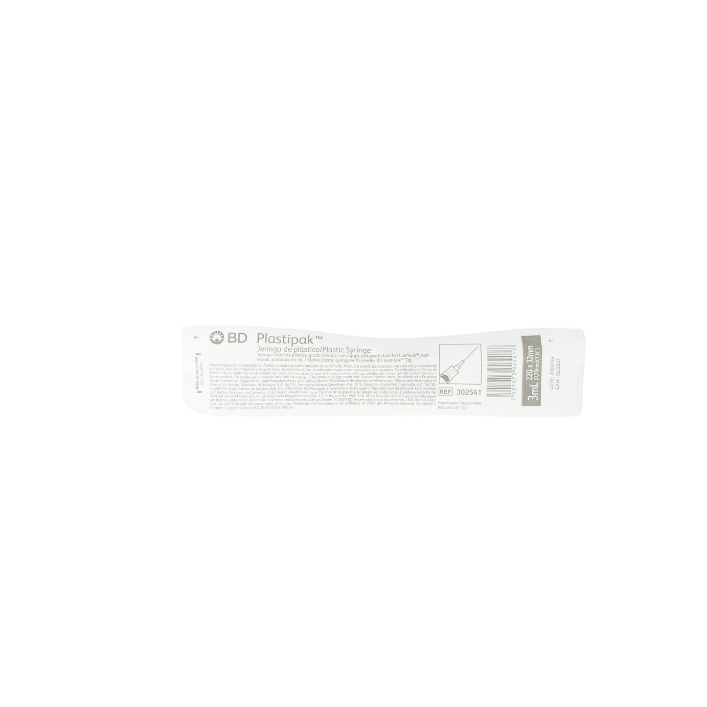 BD C/PIV PLAS3ML32MMX22 Jeringa – Material Curación