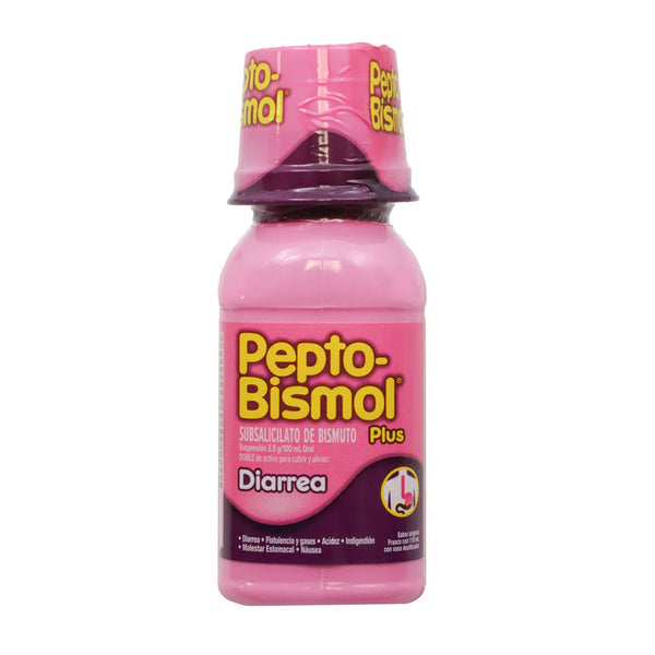 Pepto Bismo susp. 3.5 g / 100 mL, Subsalicilato de Bismuto, c/1 fco de 118 mL