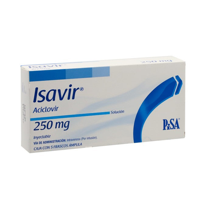 Isavir 250 Mg, Aciclovir, Caj, C/5 Fco. Amp. Pvo Liof