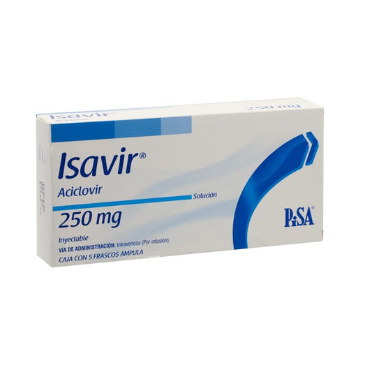 Isavir 250 Mg, Aciclovir, Caj, C/5 Fco. Amp. Pvo Liof