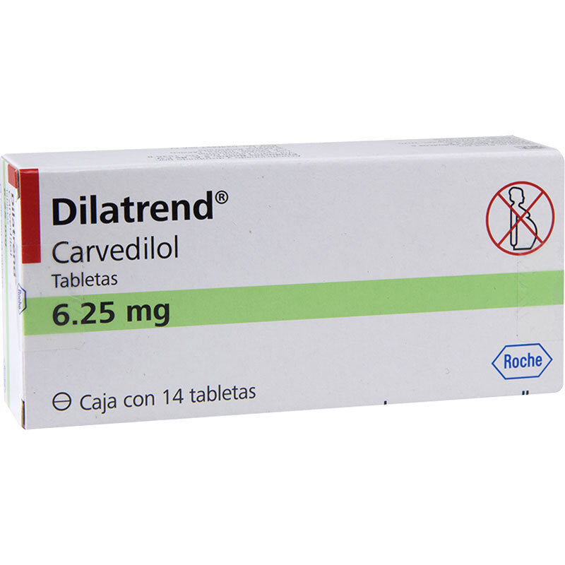 Dilatrend 6.25 mg Caja con 14 Tabletas de Carvedilol