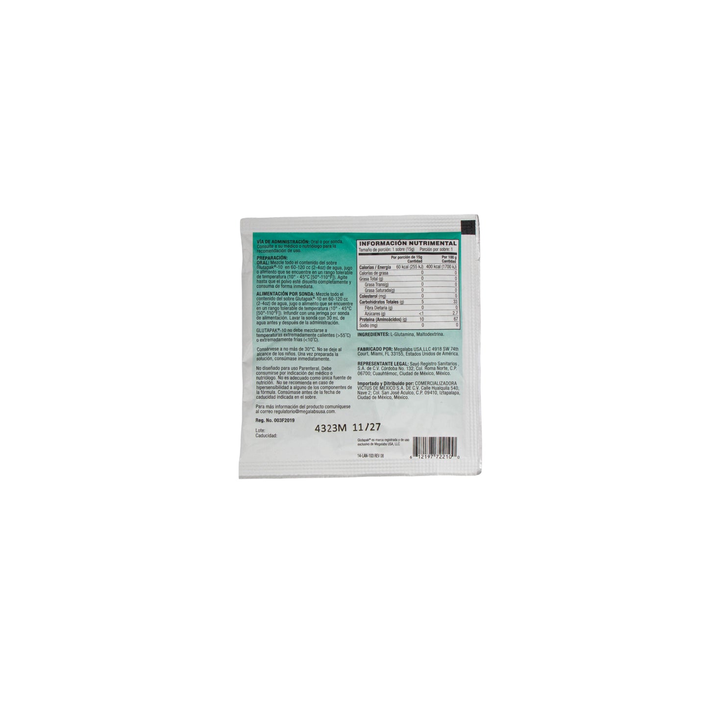 GLUTAPAK-10 Sobre 15g – Suplemento Alimenticio