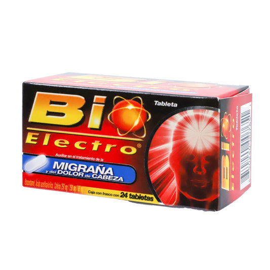 Bio-Electro, Ácido Acetilsalicílico, Cafeína, Paracetamol, Caj. c/24 Tab.