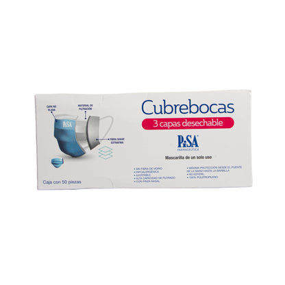 Cubrebocas Tricapa Caja c/50 pzas – Protección Personal