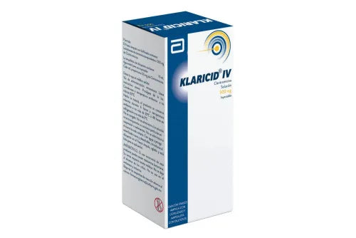 Klaricid V. IV 500 mg, Claritromicina, Caj. c/1 Fco. Ámp. c/10 mL