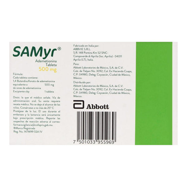 Samyr 500 mg Caja con 40 Tabletas