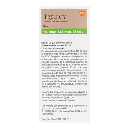 Trelegy 100/62.5/25 Mcg Polvo con Dispositivo Inhalador 30 Dosis