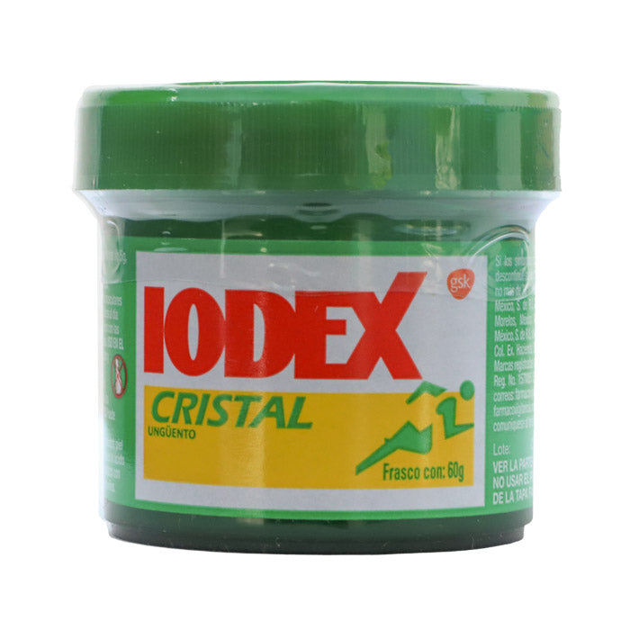 Iodex ungüento Cristal, Salicilato de Metilo-Alcanfor-Mentol-Eucalipto, c/1 tarro c/60 g