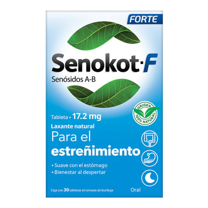 Senokot Forte 17.2 mg Caja con 30 Tabletas de Senósidos A y B