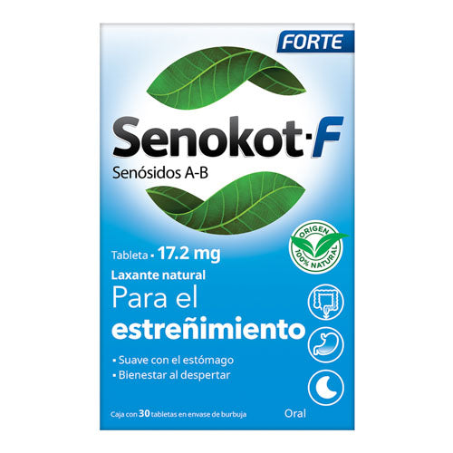 Senokot Forte 17.2 mg Caja con 30 Tabletas de Senósidos A y B