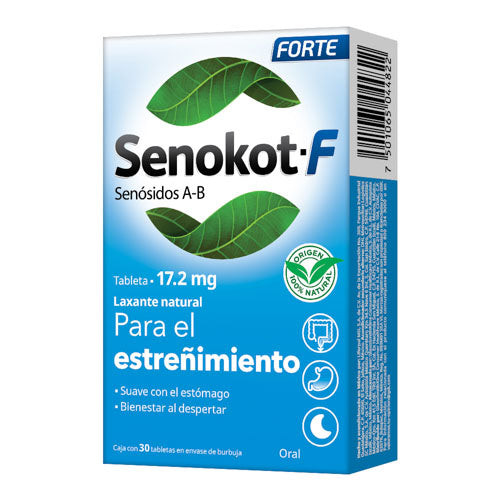 Senokot Forte 17.2 mg Caja con 30 Tabletas de Senósidos A y B