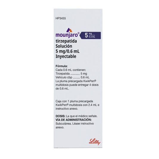 Mounjaro KwikPen 5 mg/0.6 mL con 3 mL | Pluma Prellenada | Farmacia La Paz