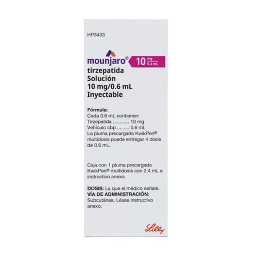 Mounjaro KwikPen 10 mg/0.6 mL con 3 mL | Pluma Prellenada | Farmacia La Paz