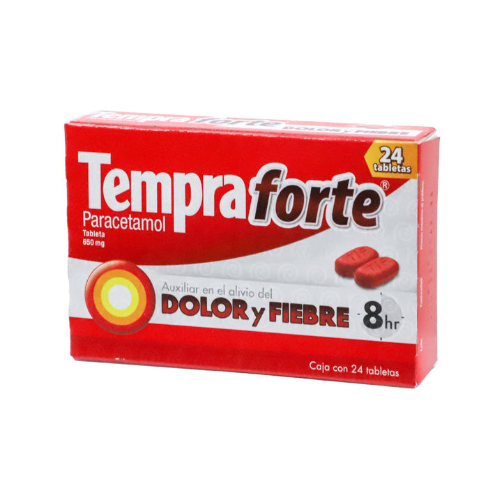 Tempra Forte 650 mg, Paracetamol, Caj. c/24 Tab.
