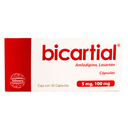 Bicartial 5 mg/100 mg Caja con 30 Cápsulas de Amlodipino y Losartán
