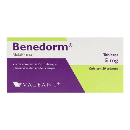 Benedorm 5 mg Caja con 20 Tabletas Sublinguales de Melatonina