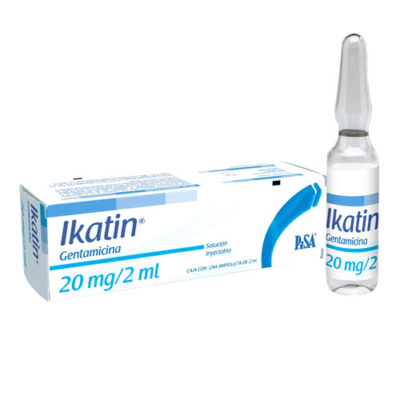 Ikatin 20 mg / 2 mL, Gentamicina, Caj. c/1 ampolleta