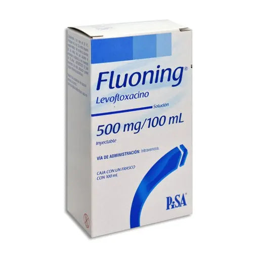 Fluoning 500 mg, Levofloxacino, Caj. c/1 Fco. Flexoval c/100 mL
