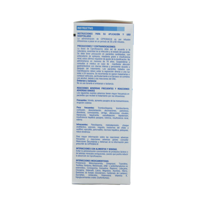 CIPROBAC Solución Inyectable 400mg/200ml – Antibiótico