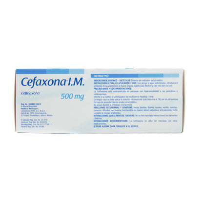 Cefaxona Solución Inyectable 500 mg – Antibiótico