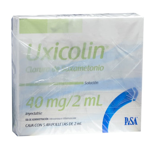 Uxicolin 2 Ml, Cloruro De Suxametonio, Caj. C/5 Amp. C/2 Ml