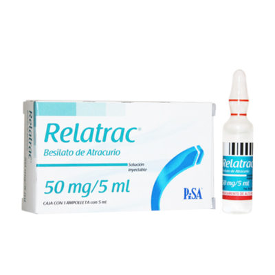 Relatrac 50 mg / 5 mL, Besilato de Atracurio, Caj. c/1 Fco. Ámp.