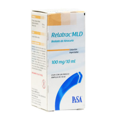 Relatrac MLD 100 mg, Besilato de Atracurio, Caj. c/1 Fco. Ámp. c/10 mL