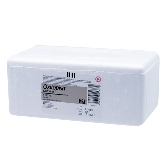 Oxitopisa 5 Ui, Oxitocina, Caj. c/50 Fco. Ámp. c/1 mL