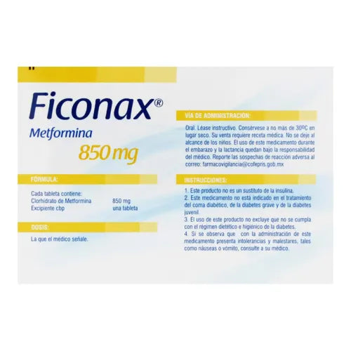 FICONAX 850 mg Tabletas – Control Glucosa