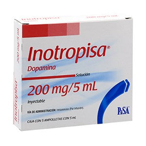 Inotropisa 5 Ml, Dopamina 200 Mg, Caj. C/5 Fco. Ámp.