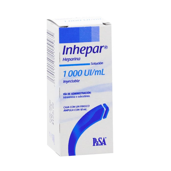 Inhepar 1,000 U.I. Heparina, Caj. C/1  Fco. Ámp. C/10 mL