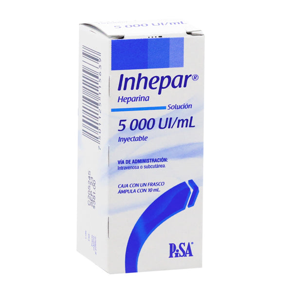 Inhepar 5000UI, Heparina, Caj. c/1 Fco. Ámp. 5 mL